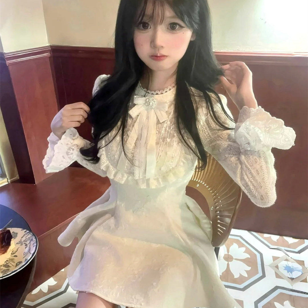 甜辣妹富家千金小香风连衣裙女秋季小个子蕾丝生日公主裙收腰裙子