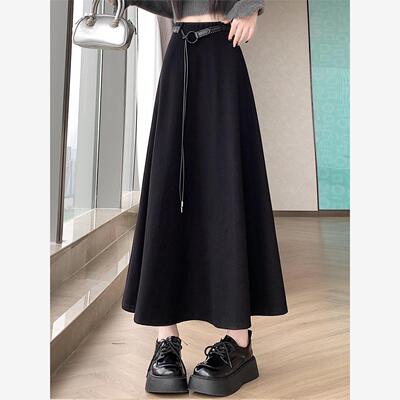 大码灰色毛呢半身裙女秋