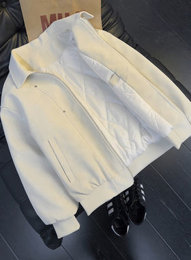 美式翻领皮衣棉服男冬季
