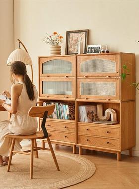 余弦全实木矮书日柜樱桃木式合客厅储物收纳柜玻璃积门dgsg木组格