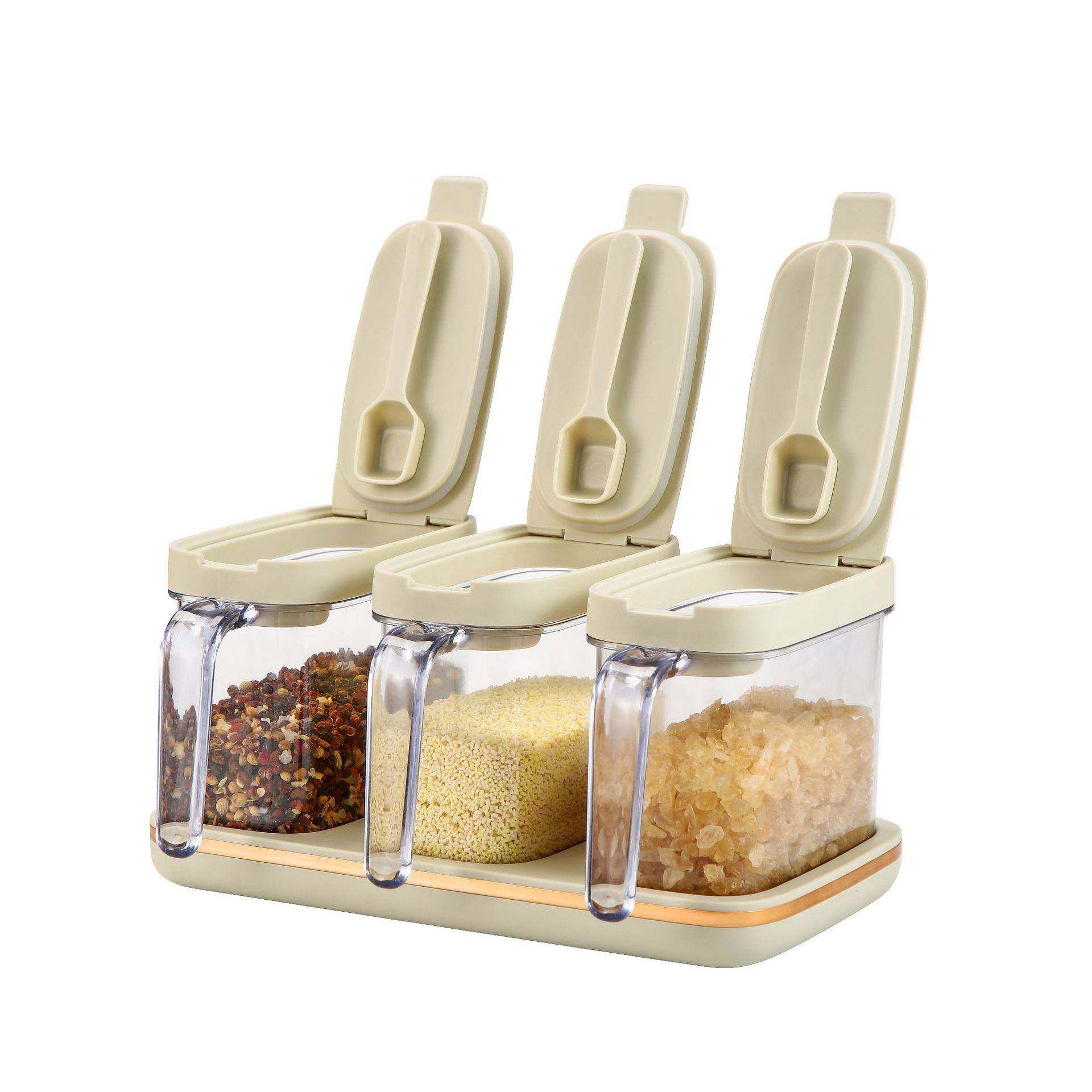 厨房调料盒调味料盒装组厨合带套勺子带盖罐调收纳房调料C7/C8/C9