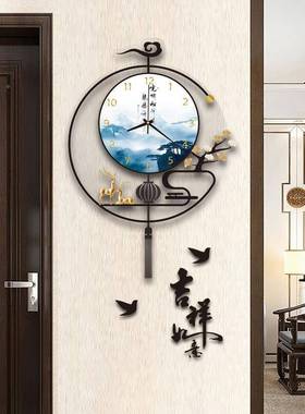 艺钟美新中式创家钟意表挂ORL钟客厅用时尚贴钟书墙房卧室装饰壁