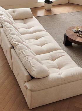 苞云油风沙发2奶025朵新款轻奢客厅小户型S-653323雪尼尔布艺直排