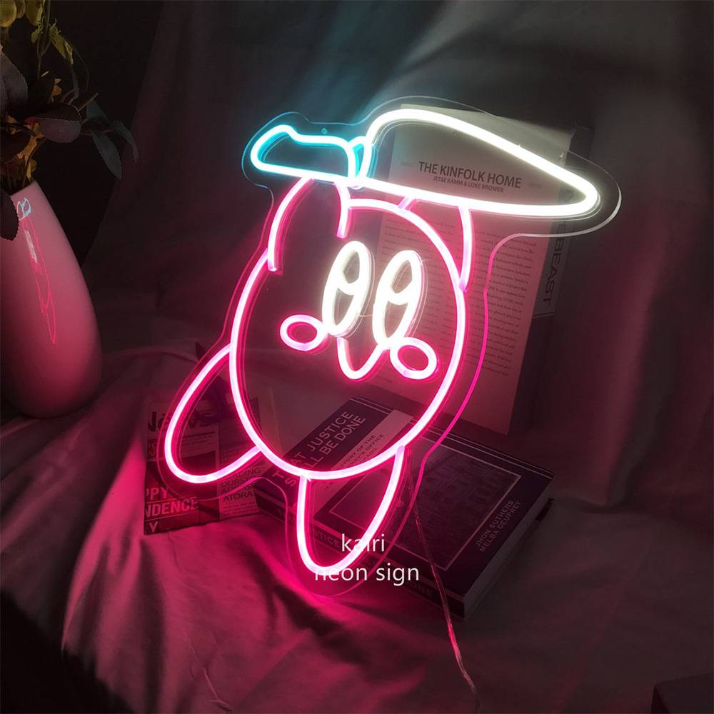 Kirby Knife星之卡比霓虹灯动画卡通造型灯小孩房间卧室装饰灯