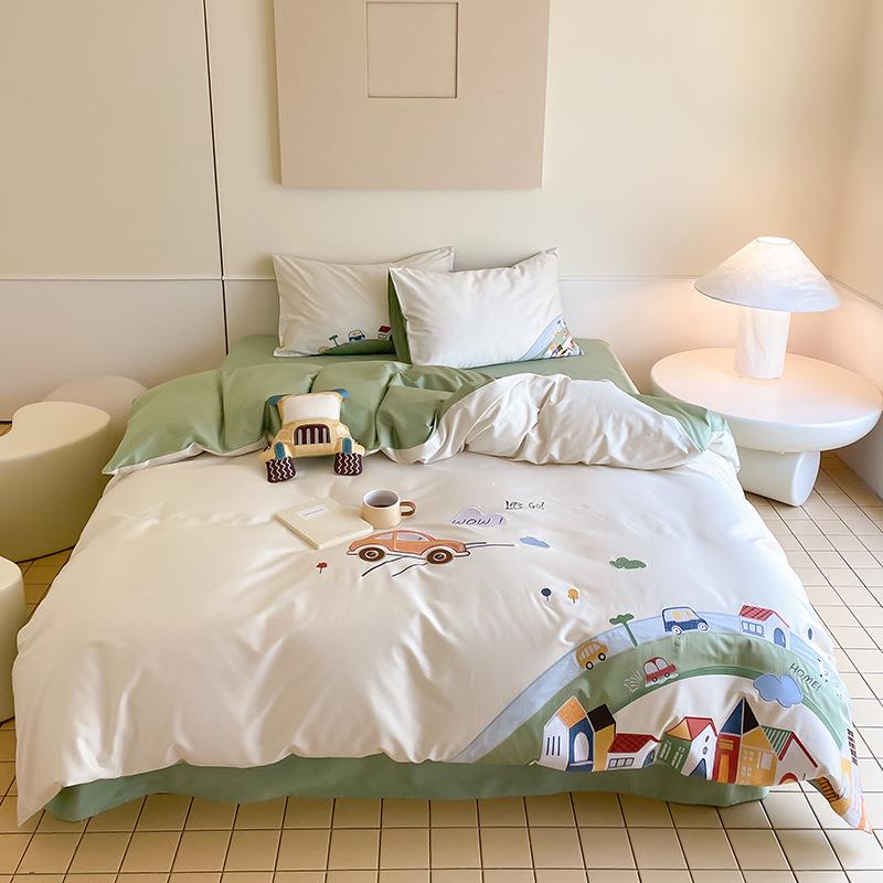 可爱孩棉飞机儿童TUD1四00支全棉件套纯男宿舍被套三件套长绒棉床