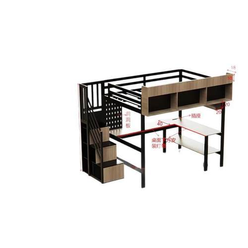 简约铁艺高架床宿/舍户型铁小艺床多床能单人上铺功下桌铁架床铁