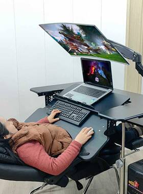 台式悬电竞桌头等电太空舱脑桌移动升F9MH957M降支架家用办公桌舱