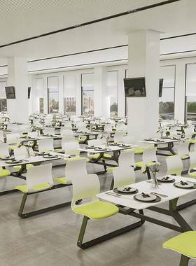 学校员STCZ-966连体食堂餐桌椅生快餐店用单位企业工厂早餐厅学商