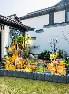 户外庭循假山流水造景水幕墙tb-72093院摆花园阳台喷泉装饰品环水