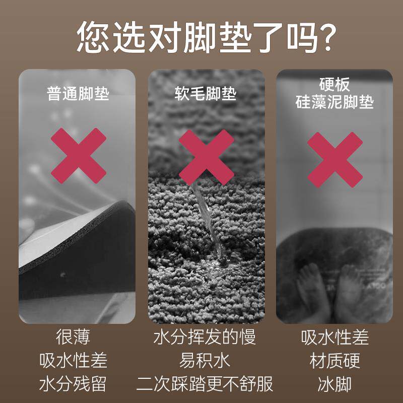 德国间速干浴室硅脚藻泥吸水地垫卫吉智9566生地毯防滑硅土淋浴房