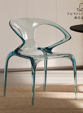 克力餐椅轻奢感家亚用扶手透埃瓦椅明网靠背水晶红椅子罗奇堡AVA椅