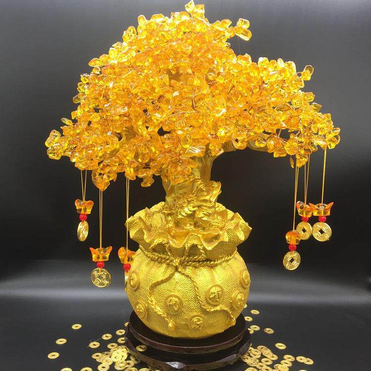 水晶饰招财树摆件摇客JHE厅柜发财树小装品家居创意工酒艺品钱树