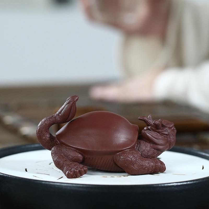 兴宜紫砂茶性宠摆ZD-D1072件个创意名家全手玩工制龙龟蓄势雕塑文