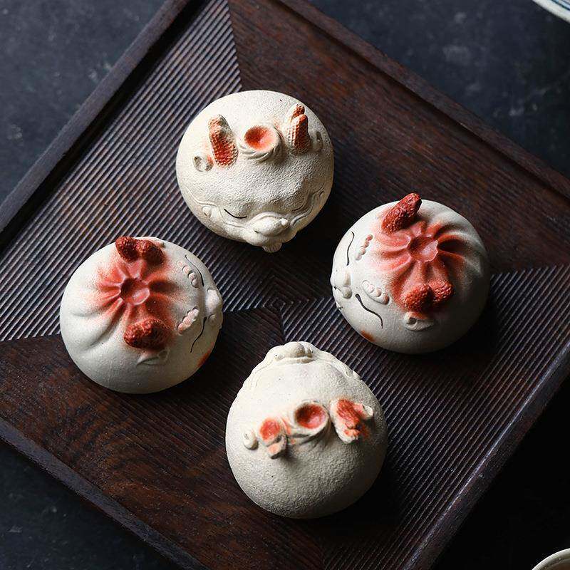 茶紫茶砂宠小笼包可爱小龙摆件精品可养茶UXK具盘手工饰装卡通茶