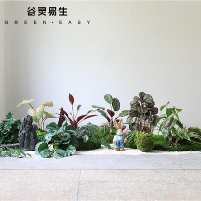 仿造绿植装饰摆件矮房植物盆栽景室内样板楼梯角落52346绿植景真