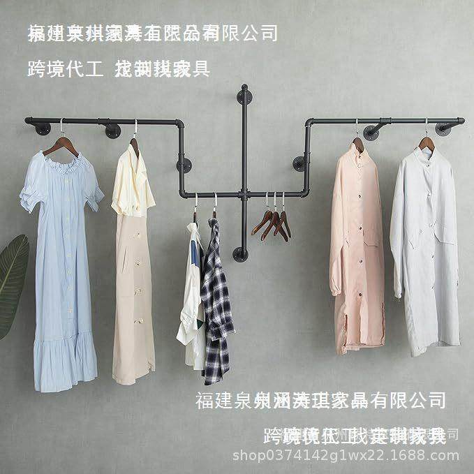 服业风水管壁挂衣架装店服装店AL100043展示式架铁工管简易男女衣