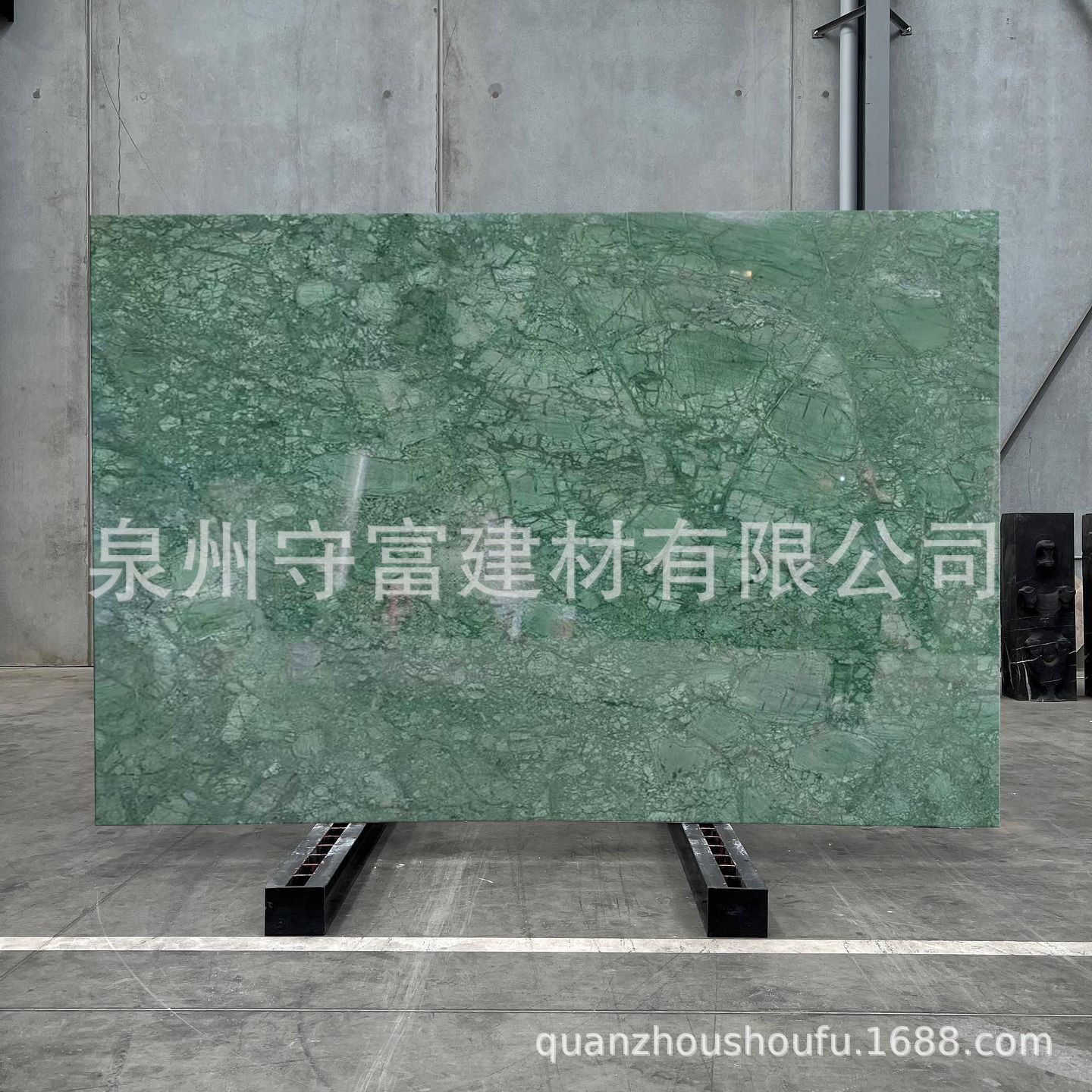 印度绿水头圆形大理石茶几