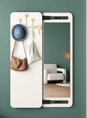 实木挡隐形穿衣镜推拉关闭门厅LN/THDB-镜子全身可遮壁挂暗藏身式