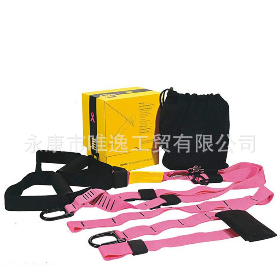 悬挂式训练带拉力绳套装阻力带健身训练带拉力器P4粉色 厂家直销