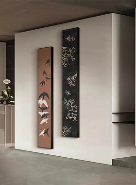 法式复条古绿DLC色新款细窄长竖入户玄版关画装画过道走廊饰挂画