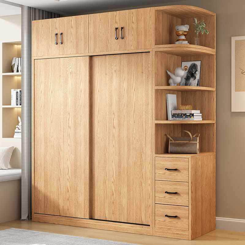 柜家用卧室推拉门实木衣橱原木小户型衣移门纳出租房无品牌/柜儿收童