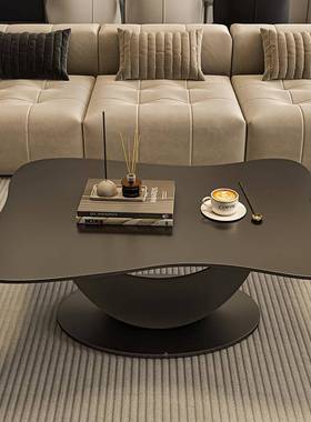 轻岩板奢蝴蝶黑色茶几客厅家用轻代异形不规则现奢桌小户型暗非家