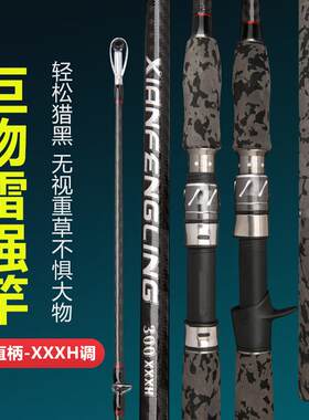 新品雷强竿 碳素交叉碳带超硬调XXXH锚鱼杆3米大物竿 海钓黑鱼杆