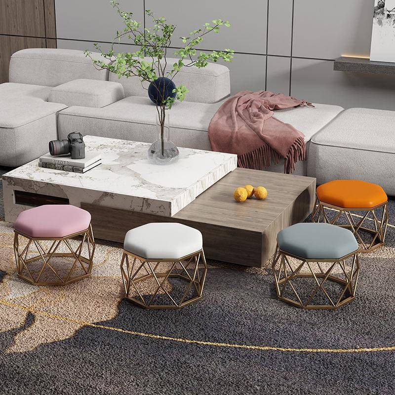 简约客厅烤漆铁艺小凳子家用矮凳脚踏圆凳沙发茶几凳创意墩子轻奢