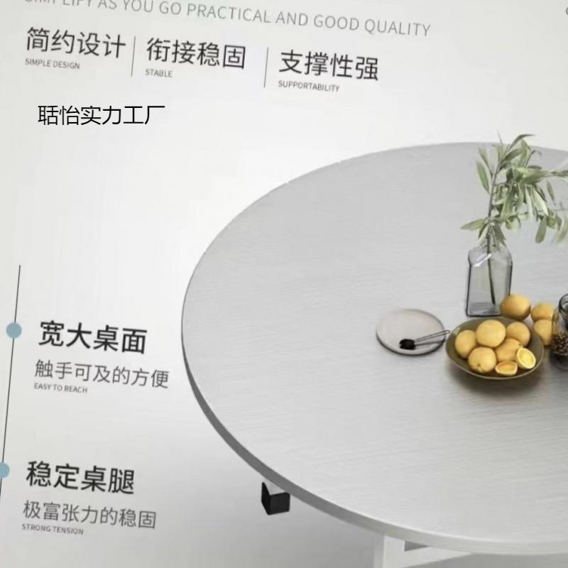 304不锈钢折叠桌圆桌转盘饭店大排档流水席摆摊家用吃饭圆形餐桌