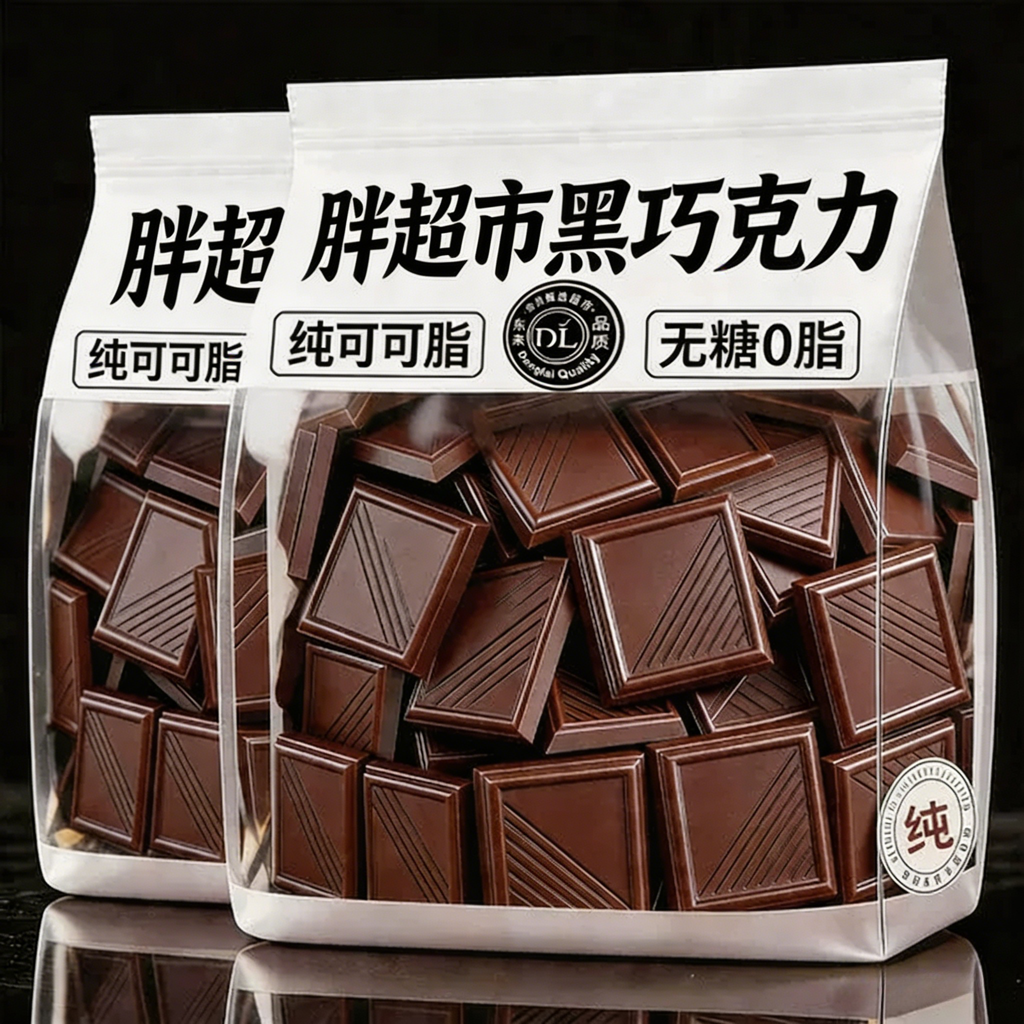 胖东来商超黑巧克力考试专用提神醒脑无糖100%纯可可脂官方旗舰店
