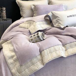 玛洛驰法式高奢云感暖绒熊极绒四件套波尔卡圆点保暖寝具床品圣诞