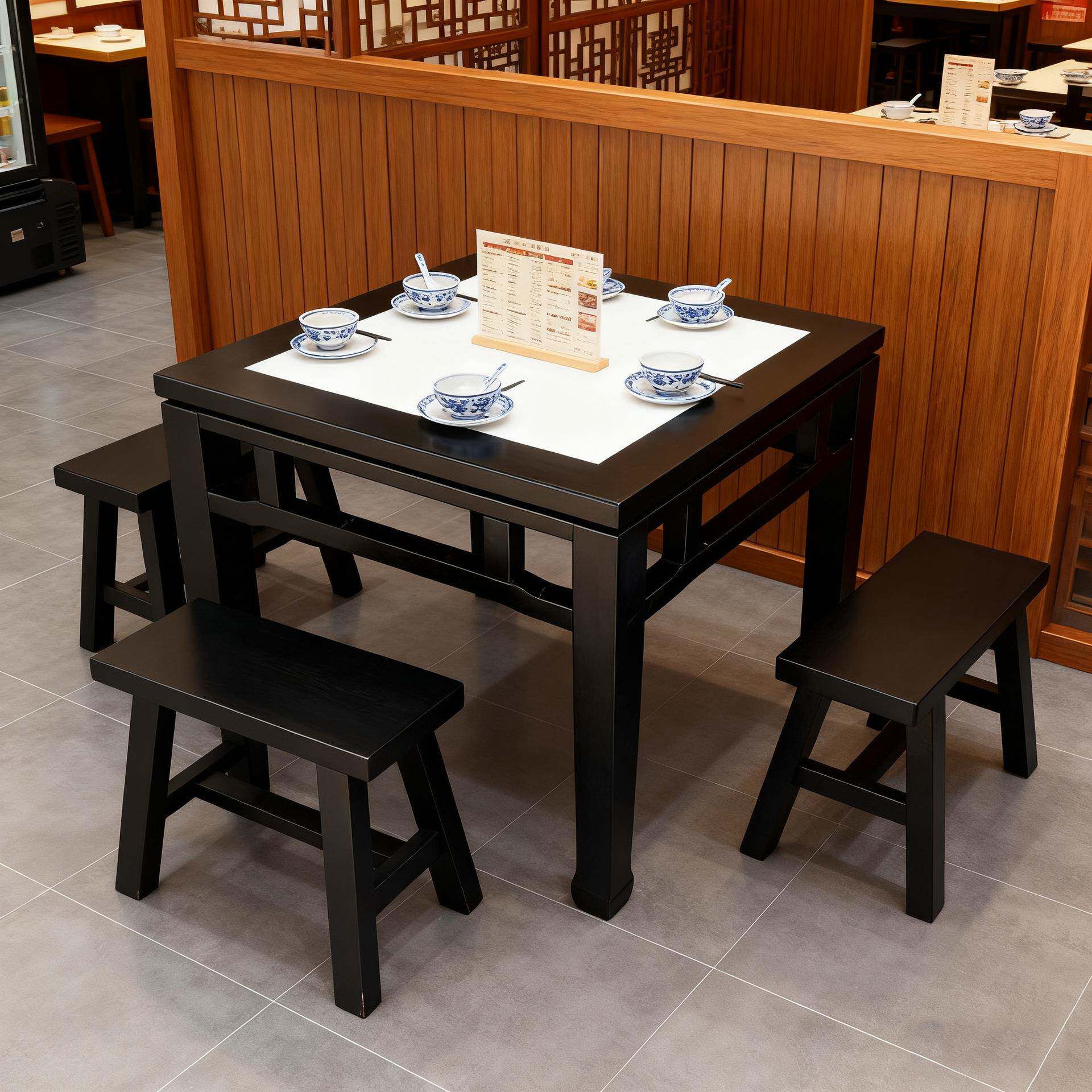 正方形桌子餐馆饭店桌椅组合四方餐桌面馆方桌酒店实木八仙桌圆桌