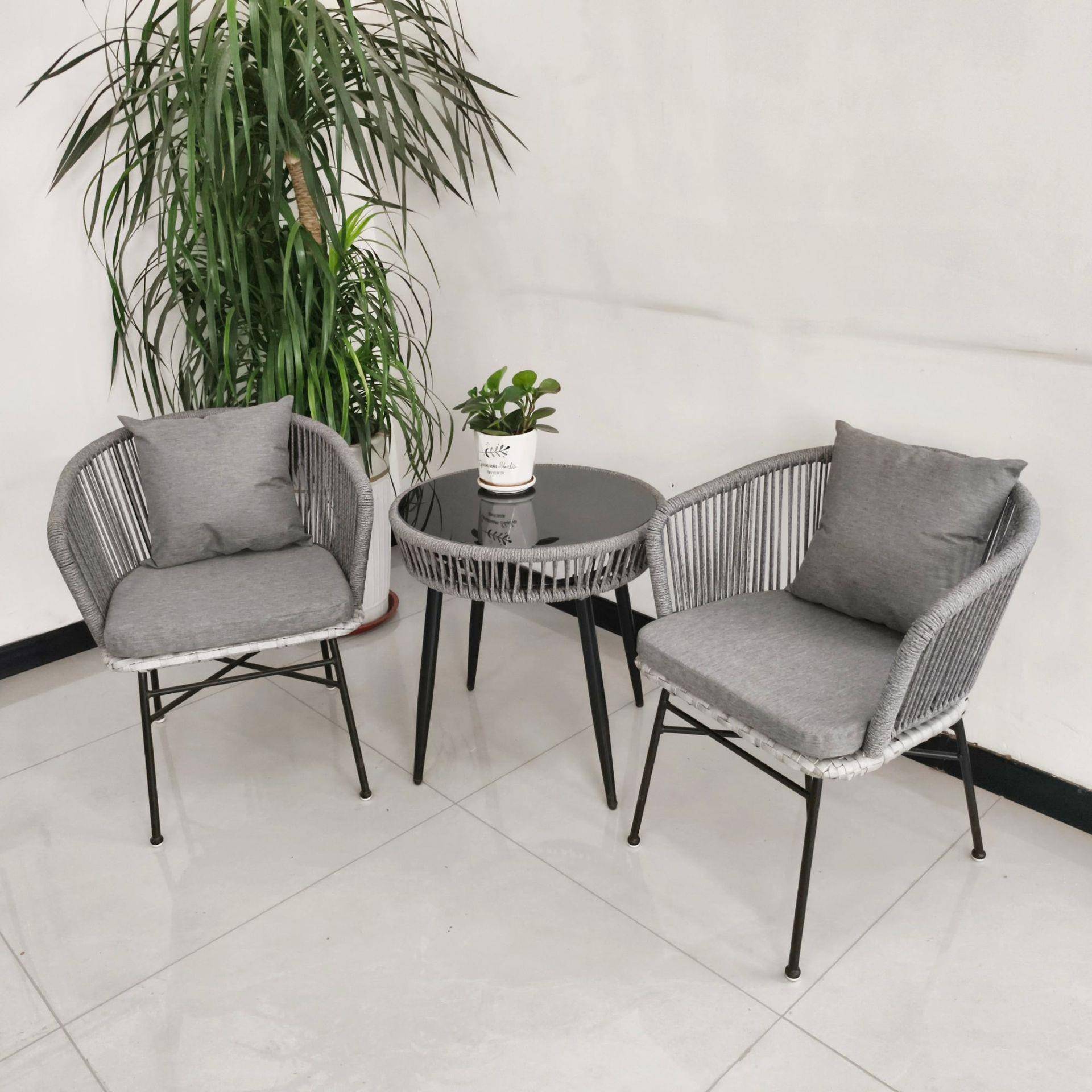 户外桌椅组合藤椅三件套庭院露天阳台室外花园露台酒店休闲藤编椅