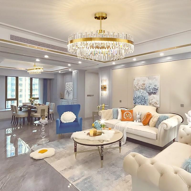 轻奢水晶吊灯客厅灯2025新款现代简约大气主圆形灯具网红吊灯