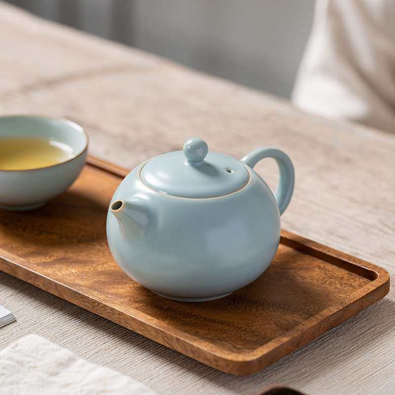 天青汝窑茶壶泡茶单壶陶瓷茶具茶杯家用喝茶西施壶套装汝瓷泡茶壶