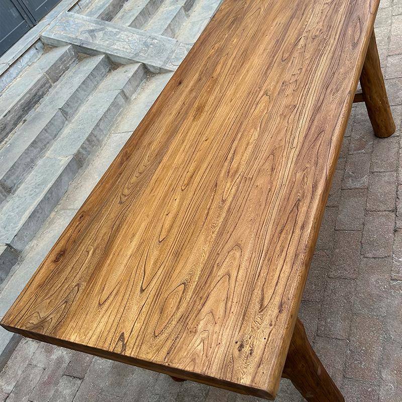 老榆木桌子实木板复古茶桌茶台长条餐桌家用原木桌面吧台长桌书桌