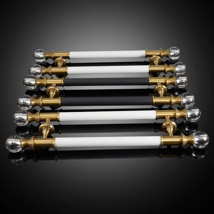 玻璃门拉手 加厚水晶不锈钢大门拉手轻奢黑色别墅酒店实木门拉手