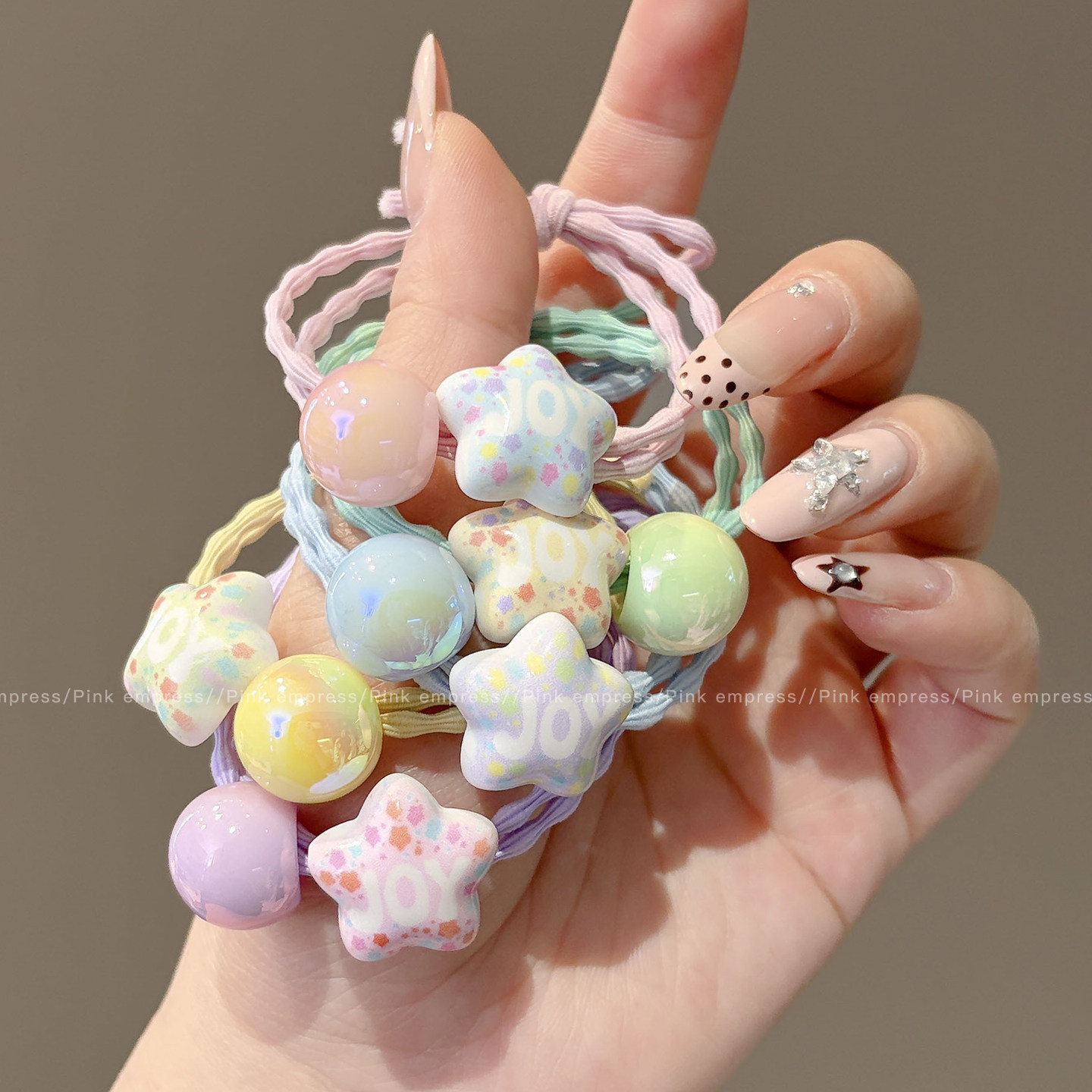彩色胖胖星头绳女2026新款高弹力发圈耐用橡皮筋扎头发不伤发头饰
