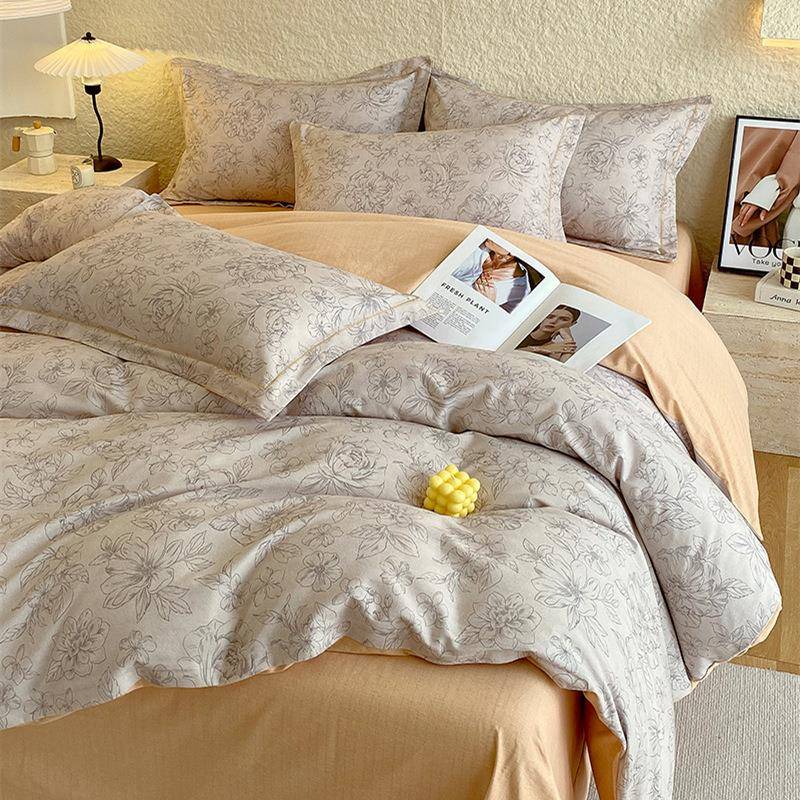 印花纯棉四件套秋冬磨毛厚款床单被套三件套全棉床上用品南通家纺