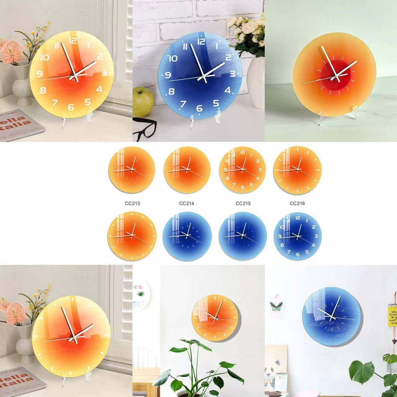 CC213-230立体渐变日落桌摆墙挂两用亚克力挂钟圆形墙钟桌面摆件,鲜花速递/花卉仿真/绿植园艺,割草机/草坪机,淘宝优惠券,粉丝福利购,淘宝优惠卷