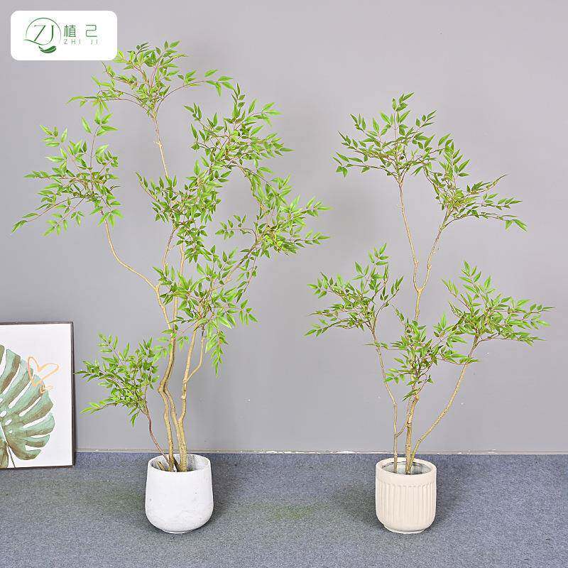 仿真绿植迷你南天竹室内商场大型落地植物装饰假树南天竹十大功劳