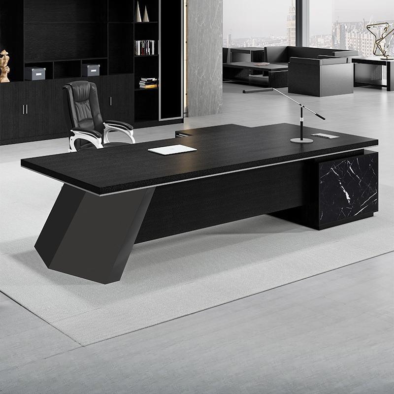 黑色时尚办公室大班台现代简约总裁经理老板桌感商务
