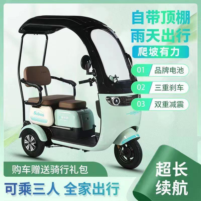 电动三轮车自带一体棚拉货载货成人女性接送孩子休闲代步电动三轮
