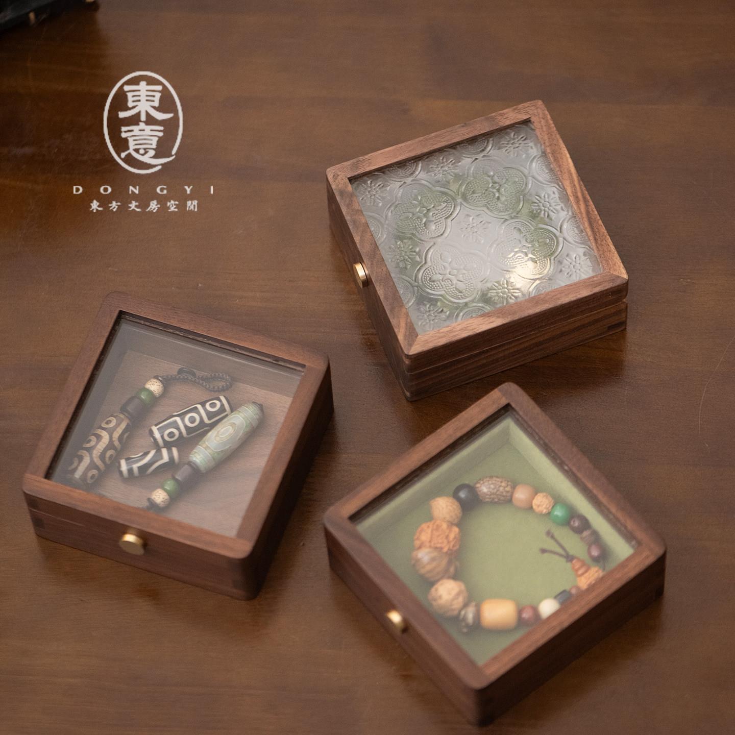 文玩收纳盒高端实木随身大容量手串专用天珠沉香展示盒小木盒配饰