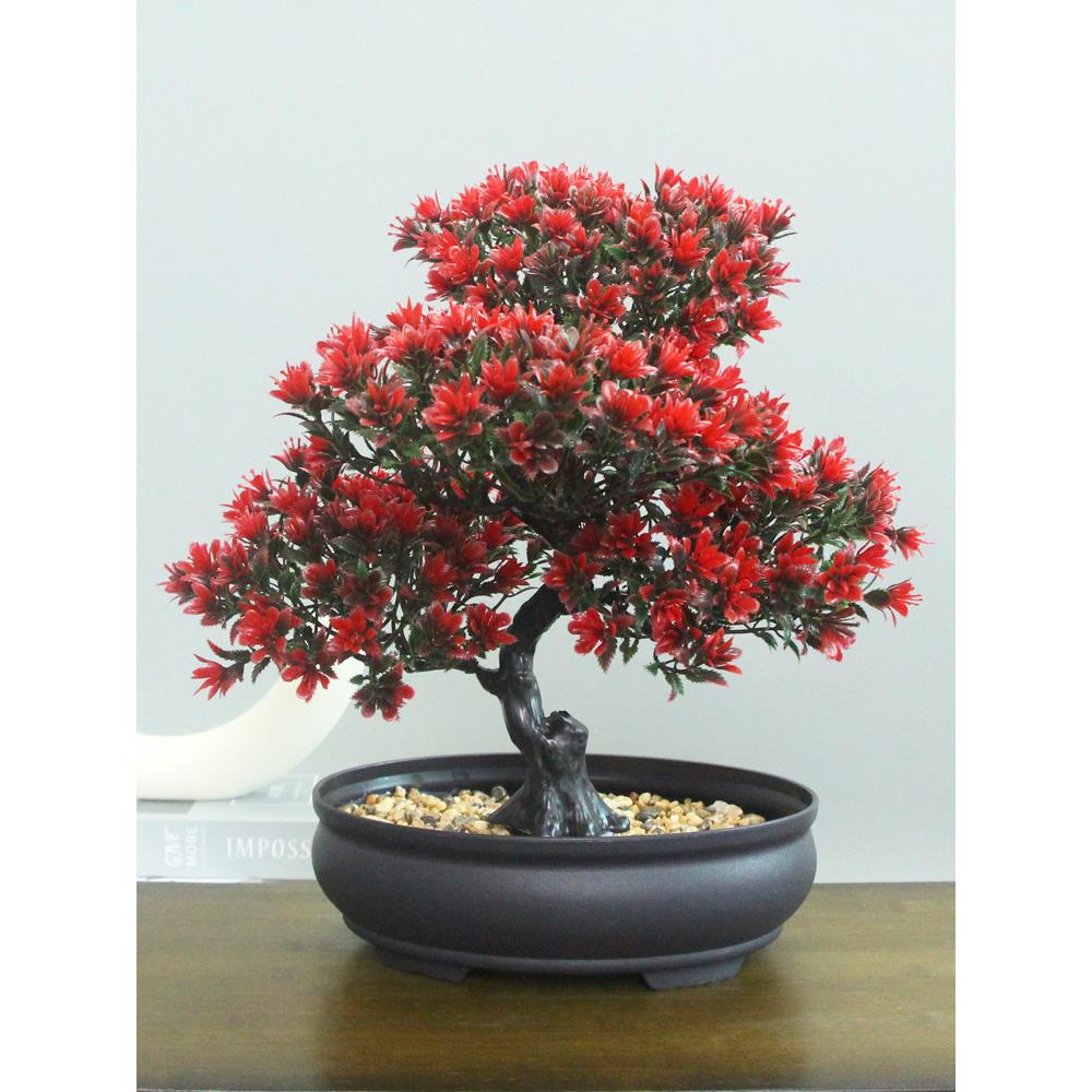 全新彷真花简约塑料花盆栽迎客松盆景假花客厅桌面摆件装饰品摆放