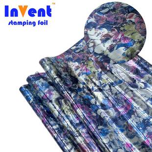 12u75CM多彩花瓣布料烫金纸花膜服装 纺织水洗丝印烫金浆膜印箔