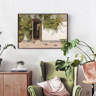 丹麦画家马蹄纳斯罗白装饰画一家旅馆入口油画客厅沙发背景挂画