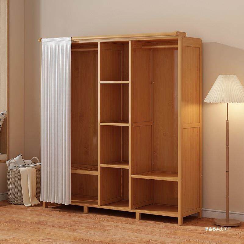 卧室家用竹简易组装衣柜出租房经无品牌/型布实木济柜子结实耐用