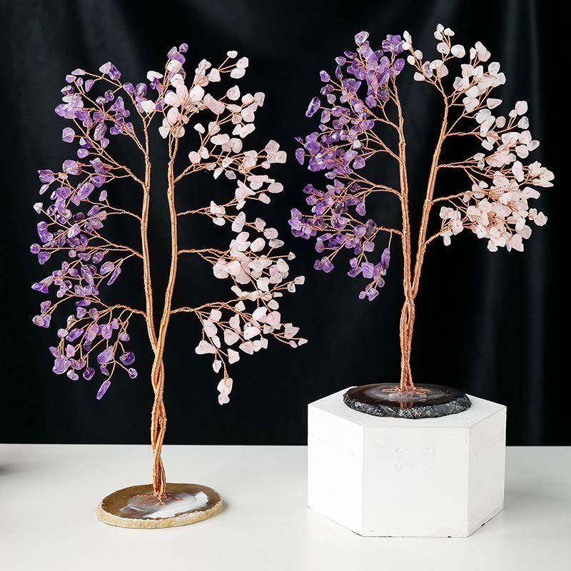 天然水晶碎石情侣树玛瑙片底座粉紫水晶树家居装饰工艺品摆件,鲜花速递/花卉仿真/绿植园艺,割草机/草坪机,淘宝优惠券,粉丝福利购,淘宝优惠卷