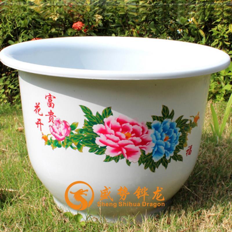 特大圆形优质加厚白色牡丹塑料PP花盆赠托盘花卉绿植盆栽用